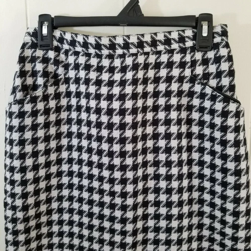 Classic Fashions 12 Skirt Black White Houndstooth Career Office Twee Academia‎